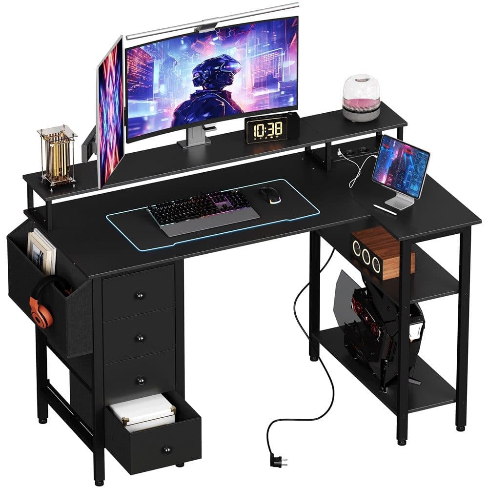 L-förmiger Ergonomischer Computertisch aus Spanplatten, Holz und Metall - Bild 2