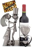 BRUBAKER Weinflaschenhalter Brautpaar Silber Metall Skulptur Bild 2