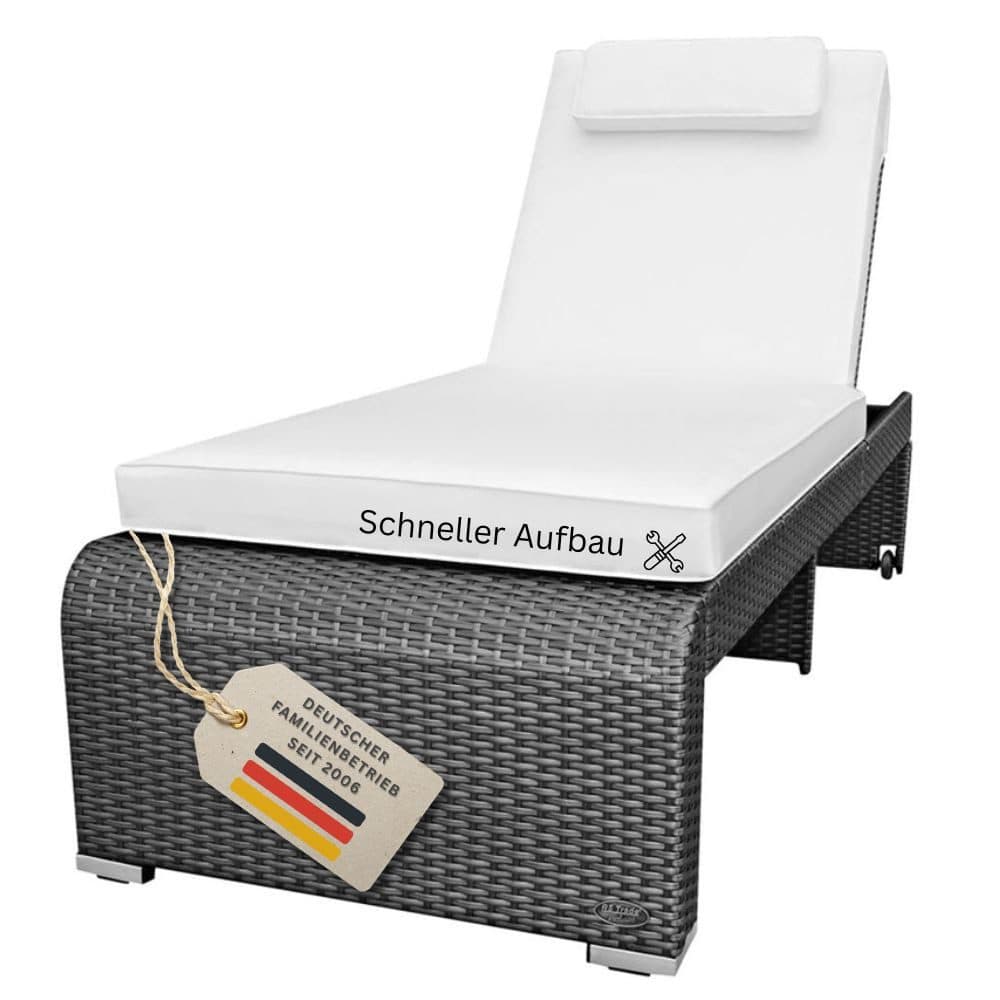 RS Trade Gartenliege Monza Silber/Grau Poly Rattan - Bild 2