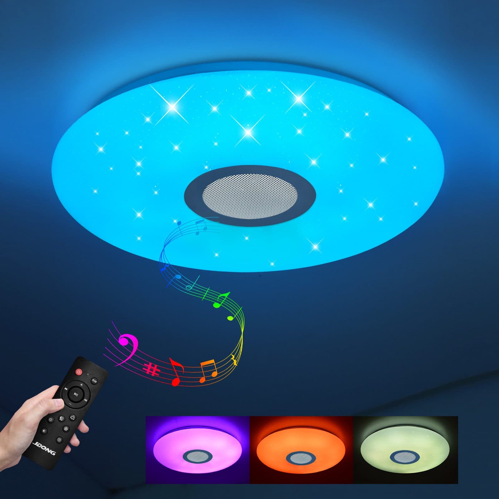 JDONG LED Deckenleuchte Dimmbar mit Bluetooth-Lautsprecher RGBW Farbwechsel - Bild 2