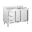 Royal Catering Spülenschrank Edelstahl mit Becken und Schubladen Bild 2