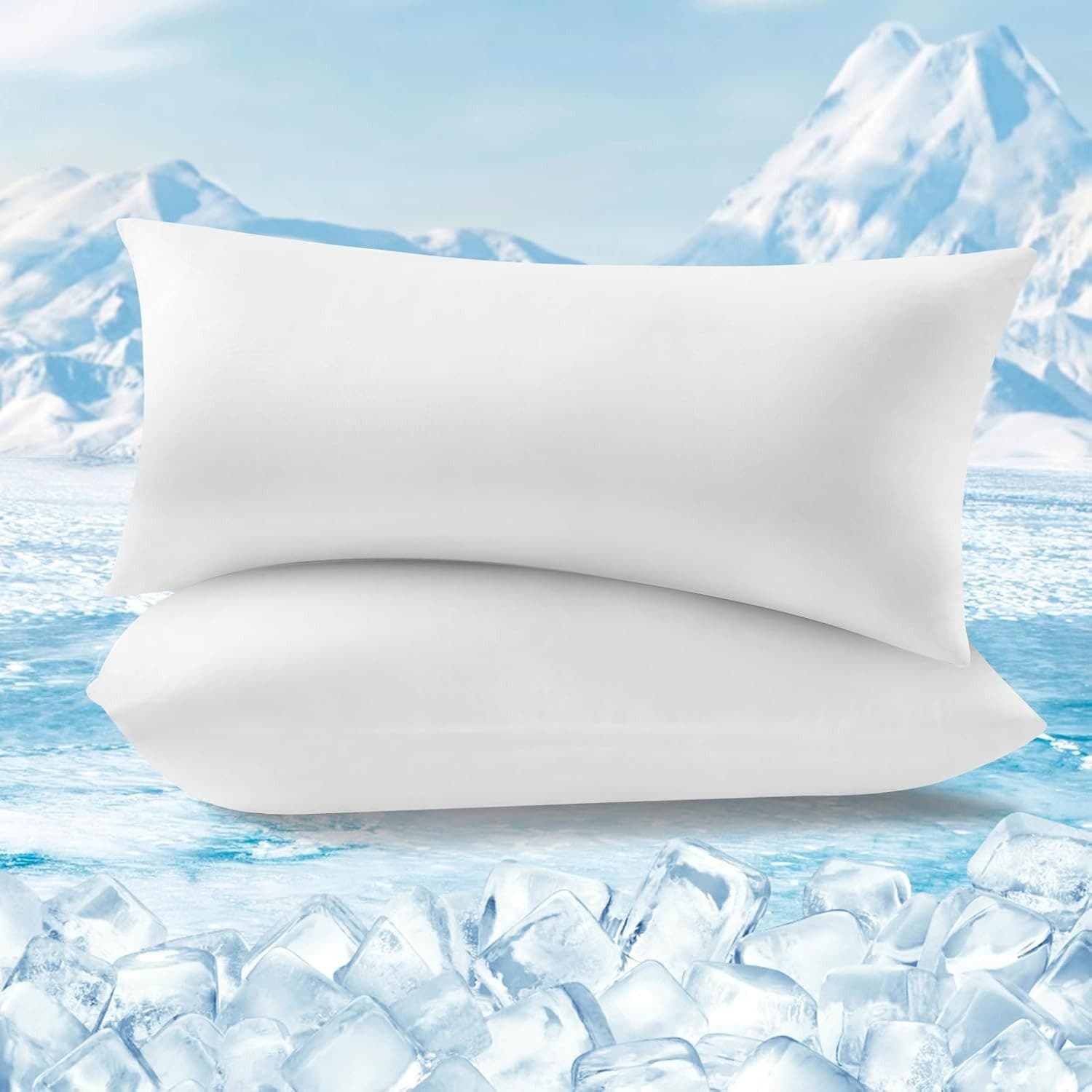 Woltu Kissenbezug 2er Set Kühlend Weiß Grau Blau Arc-Chill - Bild 2