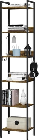 Woltu Standregal 6 Ebenen Industriestil Schwarz Holzoptik Bild 2