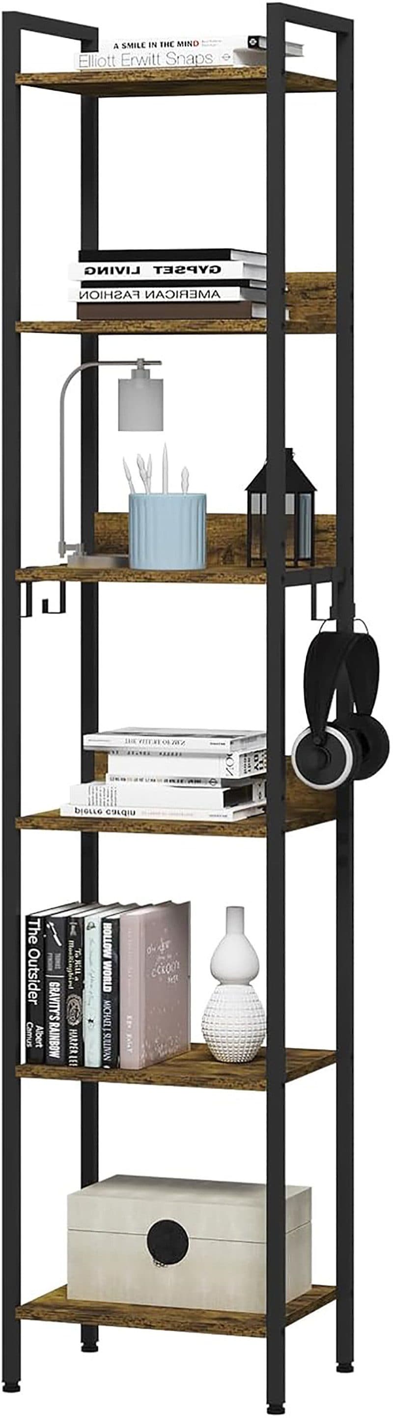 Woltu Standregal 6 Ebenen Industriestil Schwarz Holzoptik - Bild 2