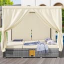Celya Gartenliege Doppelbett Beige Rattan Bild 2