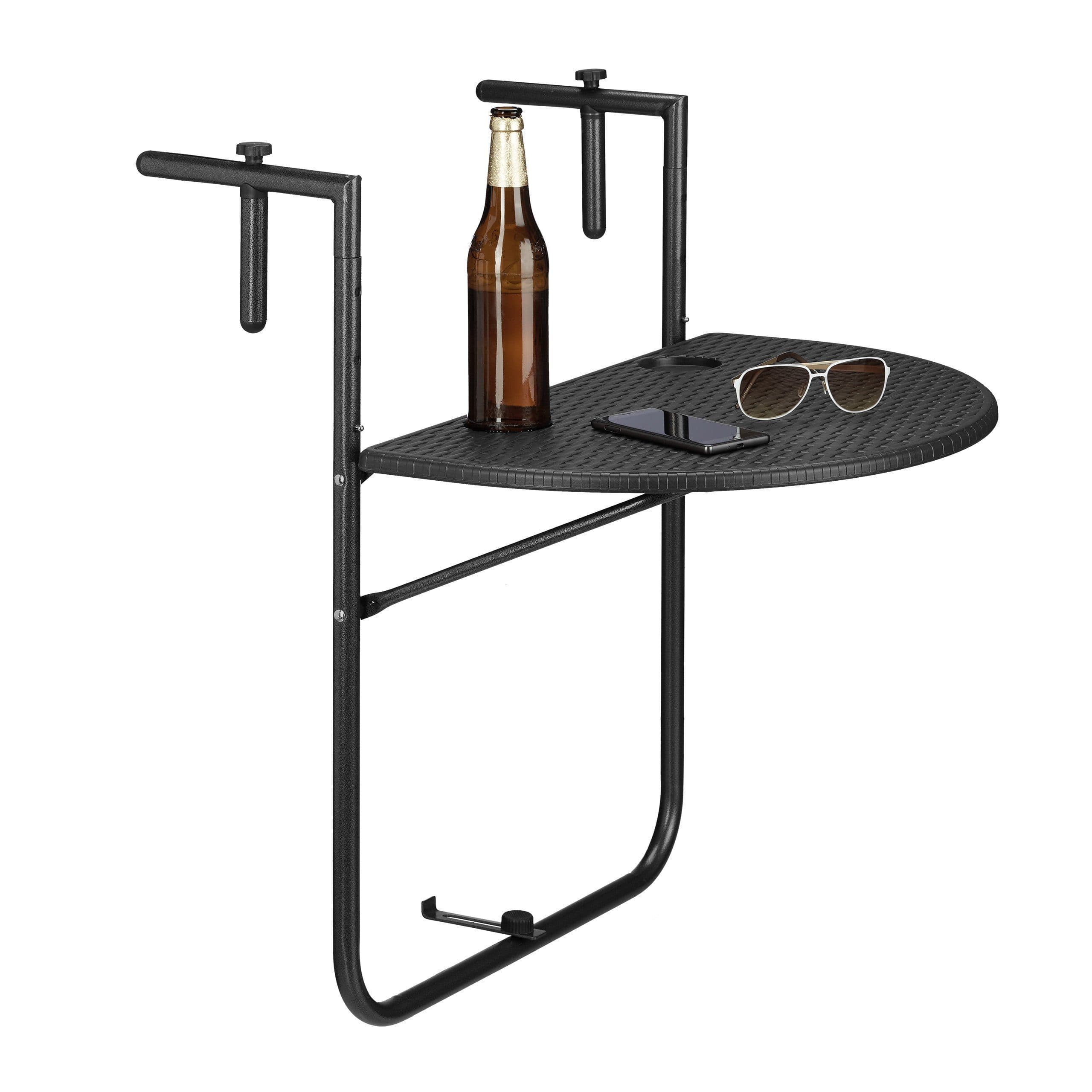 relaxdays Balkonhängetisch BASTIAN Klappbar Schwarz Rattan-Optik - Bild 2