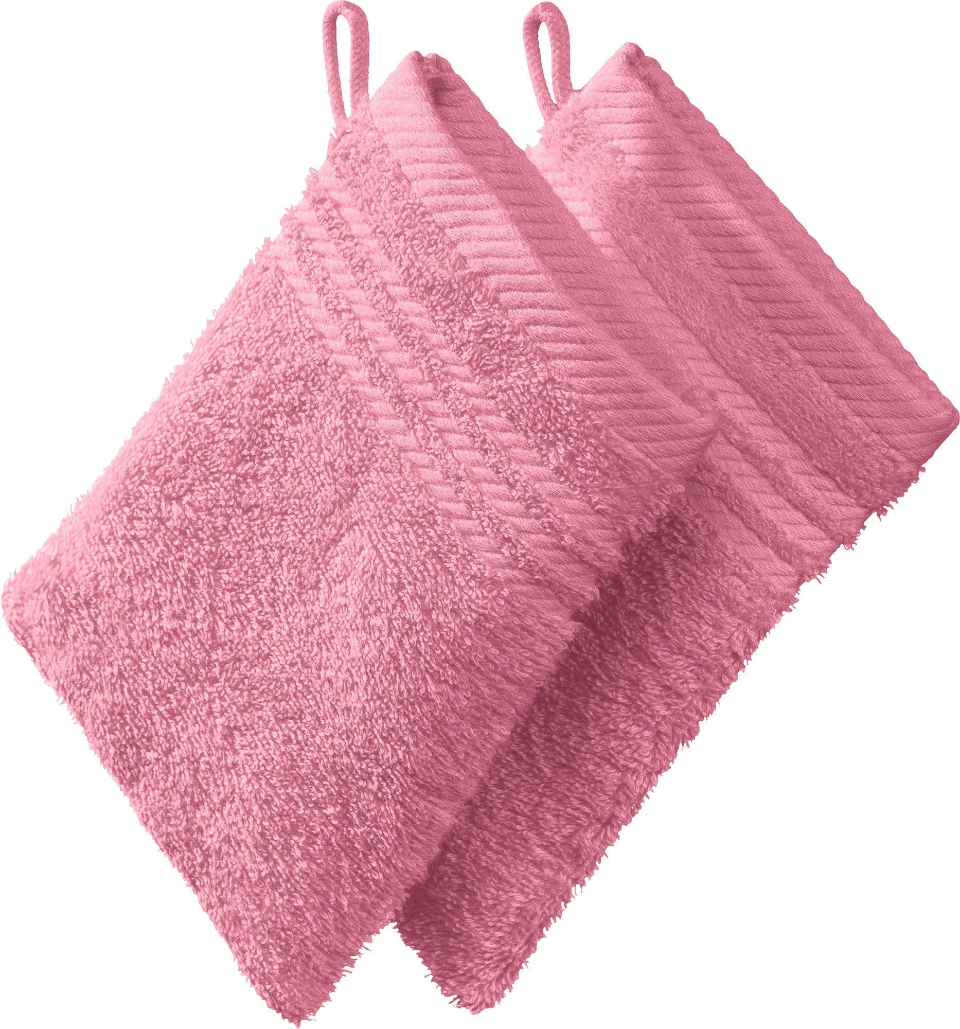REDBEST Waschhandschuh 2er-Pack Rosa Frottier Uni - Bild 2