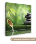 OneMillionCanvasses® Leinwandbild Zen - Stein - Grün - Natur - Bambus Bild 2