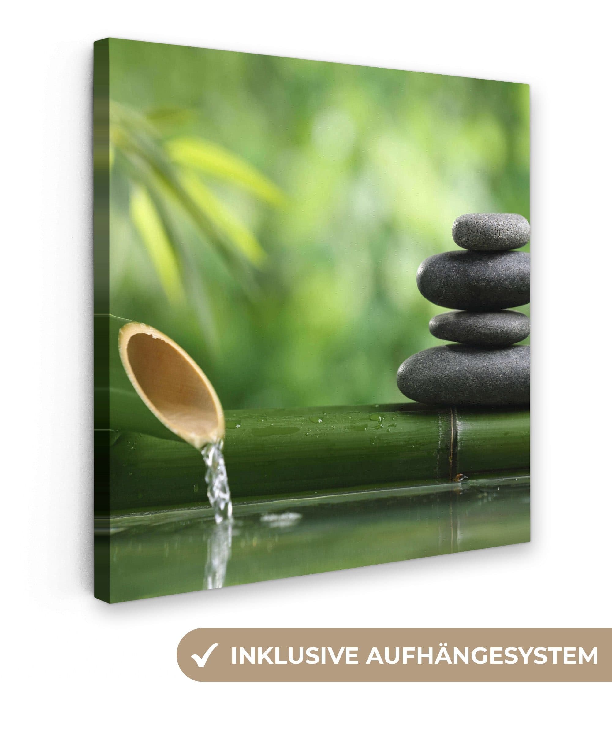OneMillionCanvasses® Leinwandbild Zen - Stein - Grün - Natur - Bambus - Bild 2