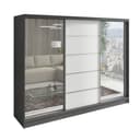 A&J MöbelLand Schiebetürenschrank TARO 3-türig mit Spiegel Grau/Weiß Bild 2