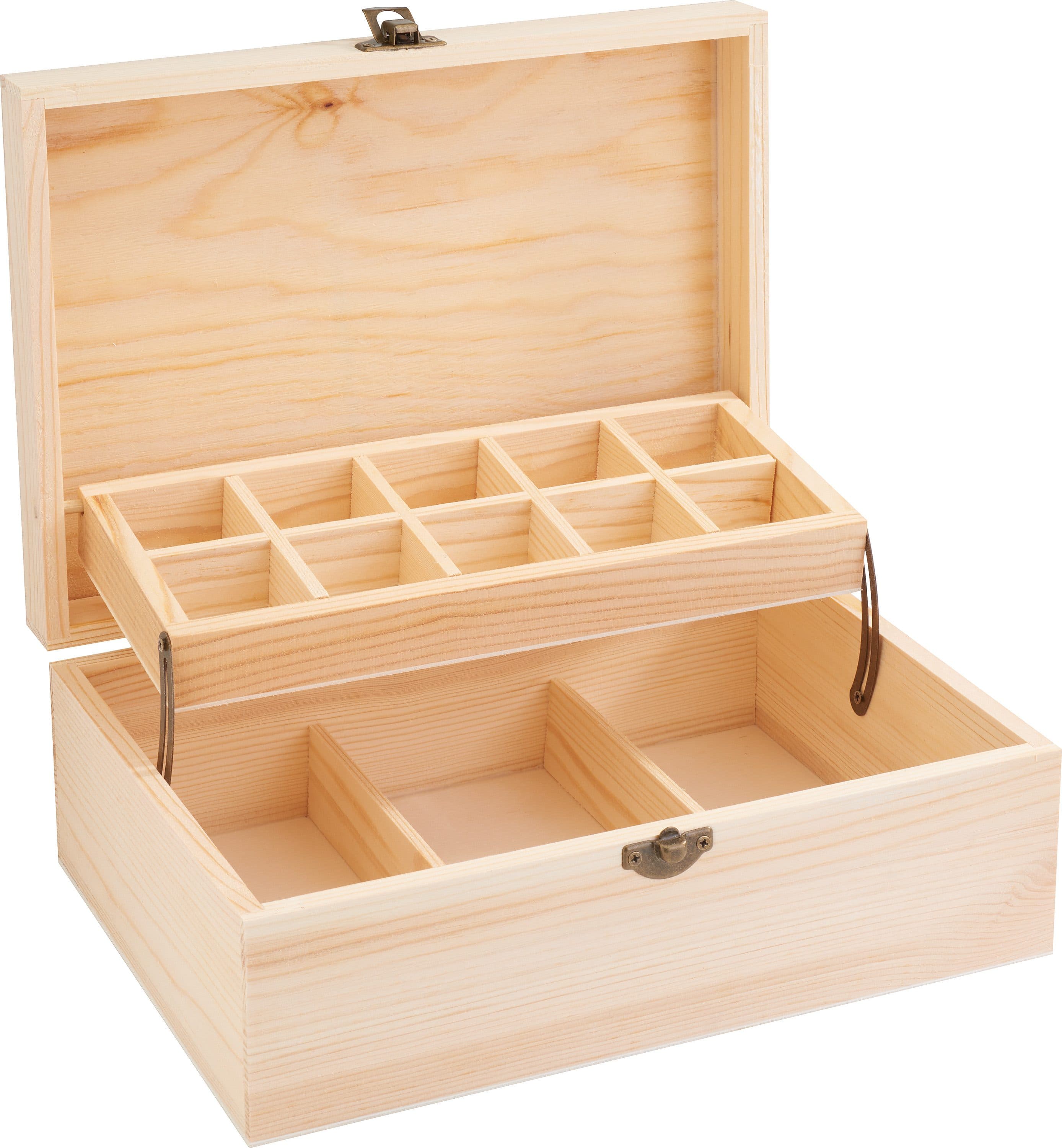 VBS Aufbewahrungsbox Twin Rohholz mit Messingverschluss