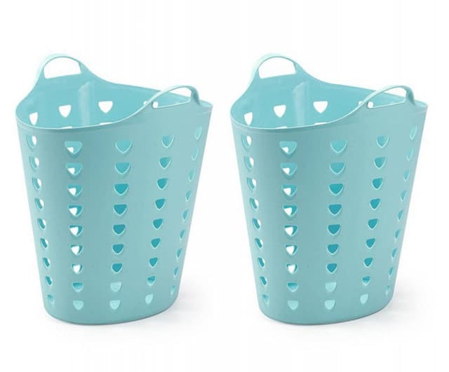 Kreher Flexibler Tragekorb Set: 2 x 65 Liter Aufbewahrungskörbe Pink/Blau