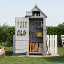 HOMAVO Gerätehaus Gartenschrank Tannenholz Grau mit 3 Böden Bild 2