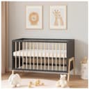 Baby-Delux Babybett Juna Anthrazit Kiefer, Kinderbett 60x120 Schutzgitter Matratze Bild 2