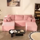 LITBIRD Ecksofa U-förmig Rosa Cordstoff Schlafsofa Bild 2