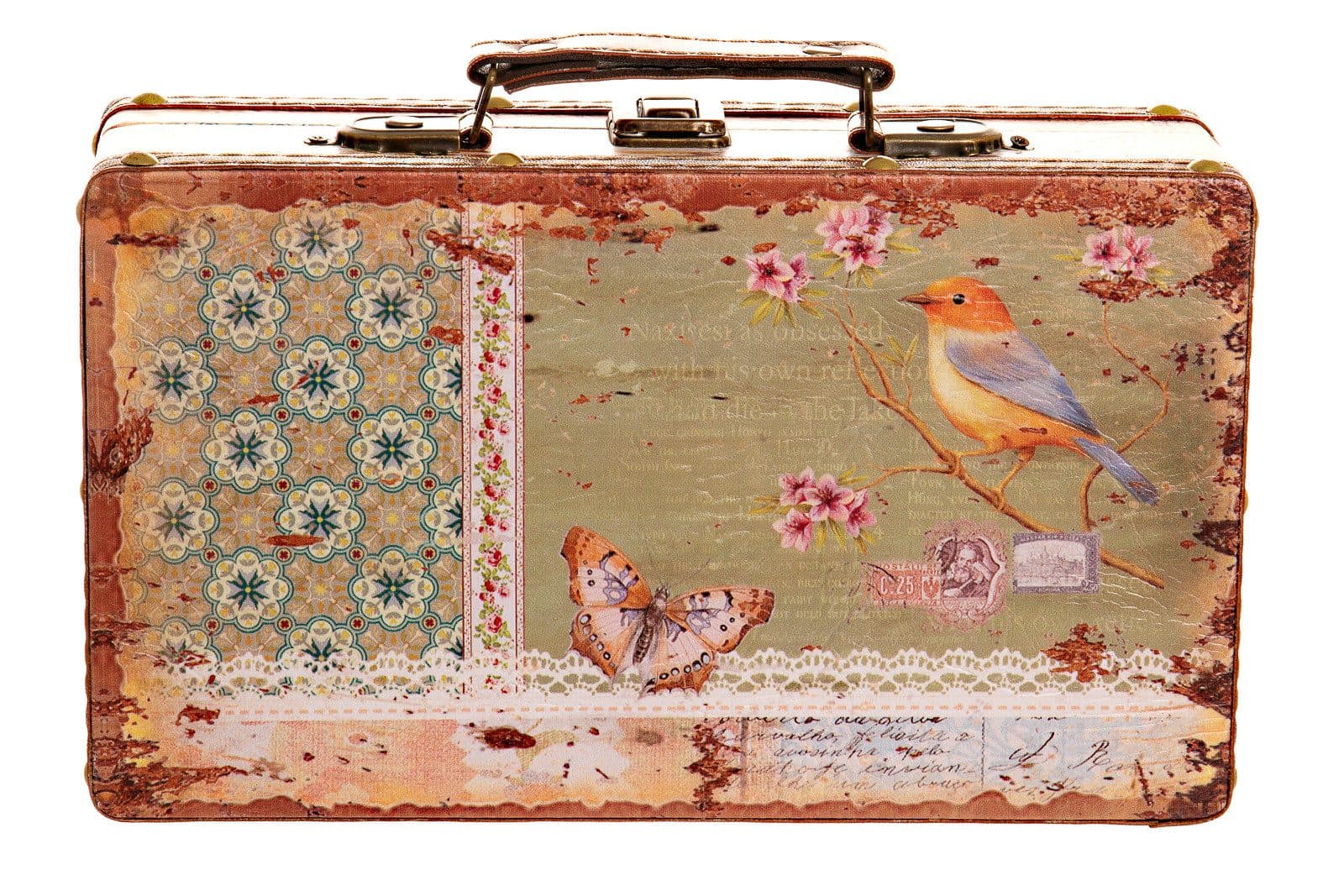 BIRENDY Dekoobjekt Truhe Kiste KD1290 Vogel Koffer Holztruhe Kunstleder