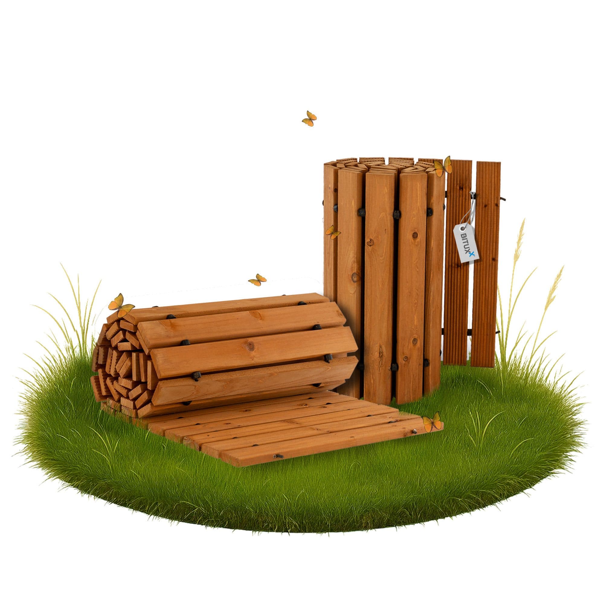 Bituxx Gartensteg ausrollbar Zedernholz geriffelt - Bild 2