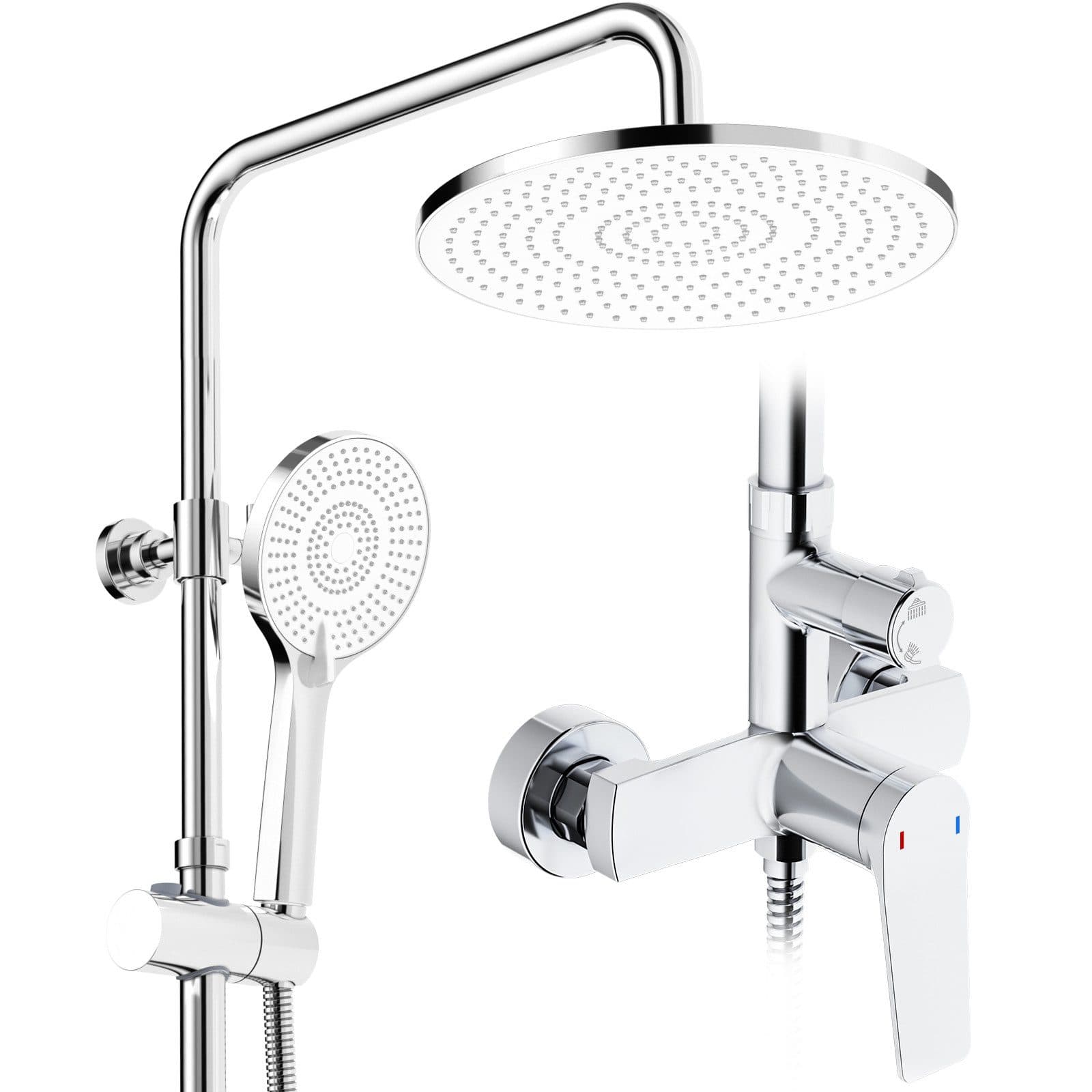 Rainsworth Duschsystem mit Armatur, 25 cm Rundregendusche, 3 Strahlarten - Bild 2