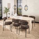 Alesvelt Esstisch Livia Travertino Oval Keramik Säulenfuß Beige Bild 2