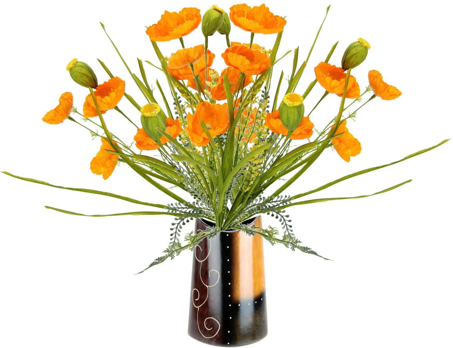 I.GE.A. Mohnblumenbusch in Keramikvase Orange - Bild 2