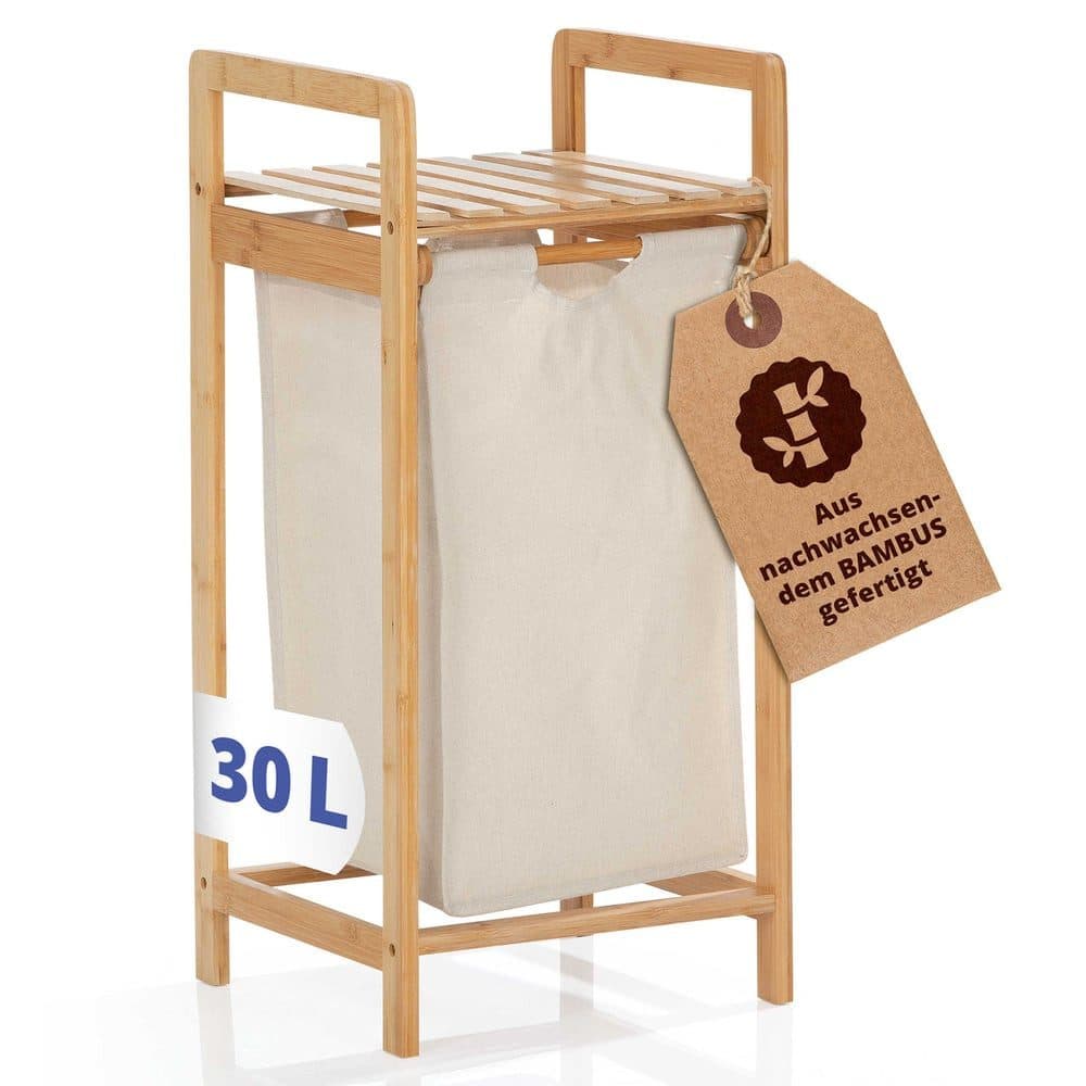 Lumaland Ausziehwäschekorb Bambus 1 Sack 33x33x73 cm - Bild 2