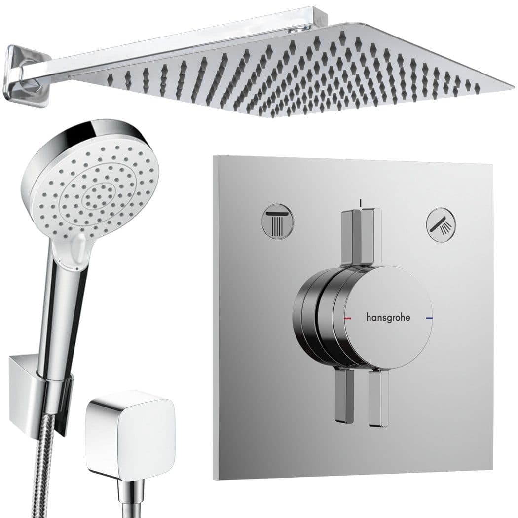 Hansgrohe und Jowi Duscharmatur Unterputz Duschsystem Edelstahl Kopfbrause und Brausearm