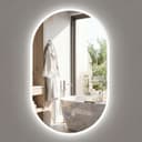 COSTWAY Badspiegel Oval mit LED-Rücklicht und Anti-Beschlag Silber Bild 2