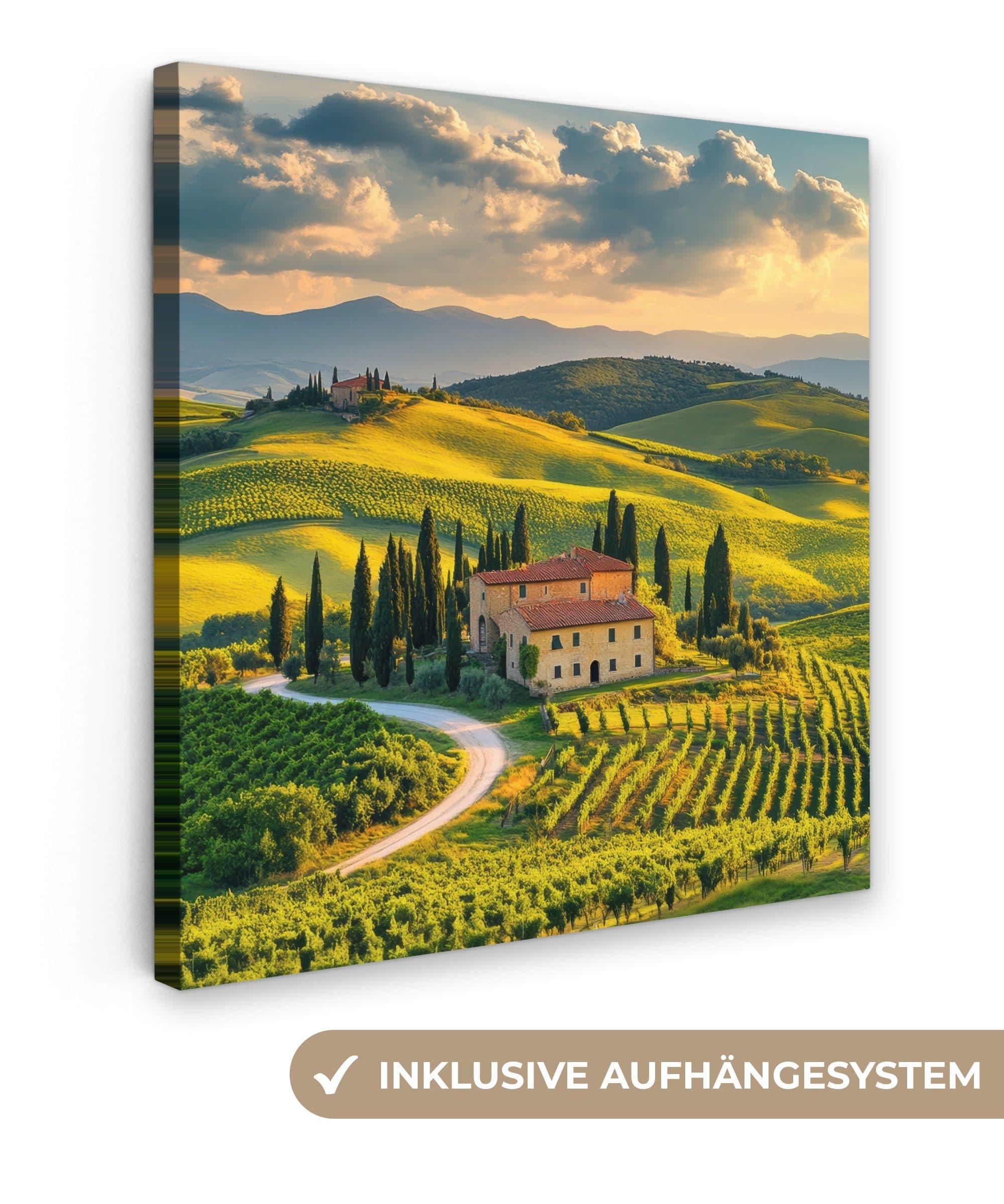 OneMillionCanvasses® Leinwandbild Toskana - Landschaft - Weinberge, Fotodruck 20x20 cm - Bild 2