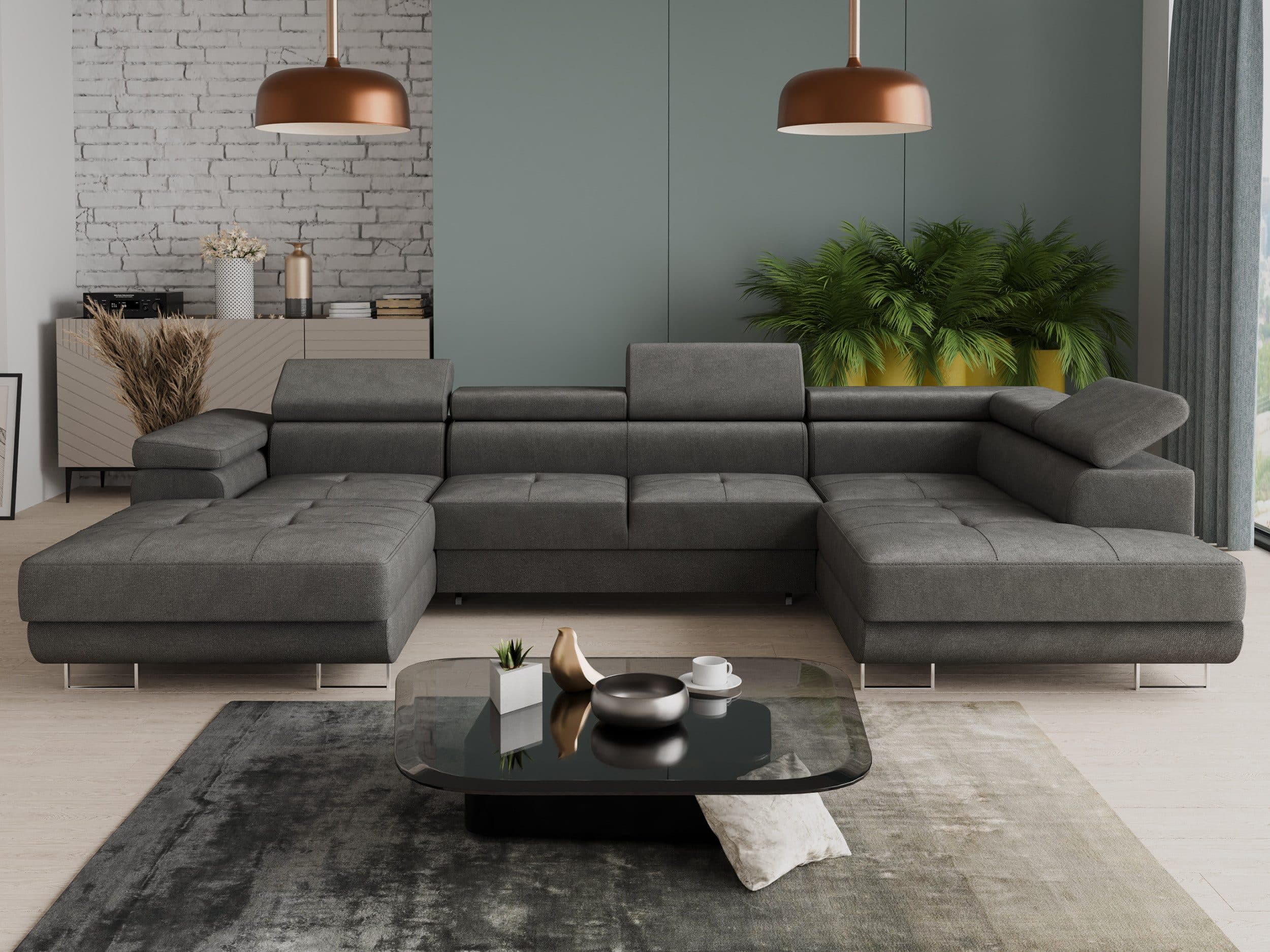 Sofnet Wohnlandschaft Caris U Ecksofa mit Schlaffunktion Grau - Bild 2
