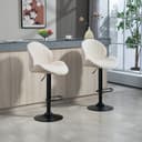 HOMCOM Barhocker 2er Set Höhenverstellbar Beige Schwarz Bild 2