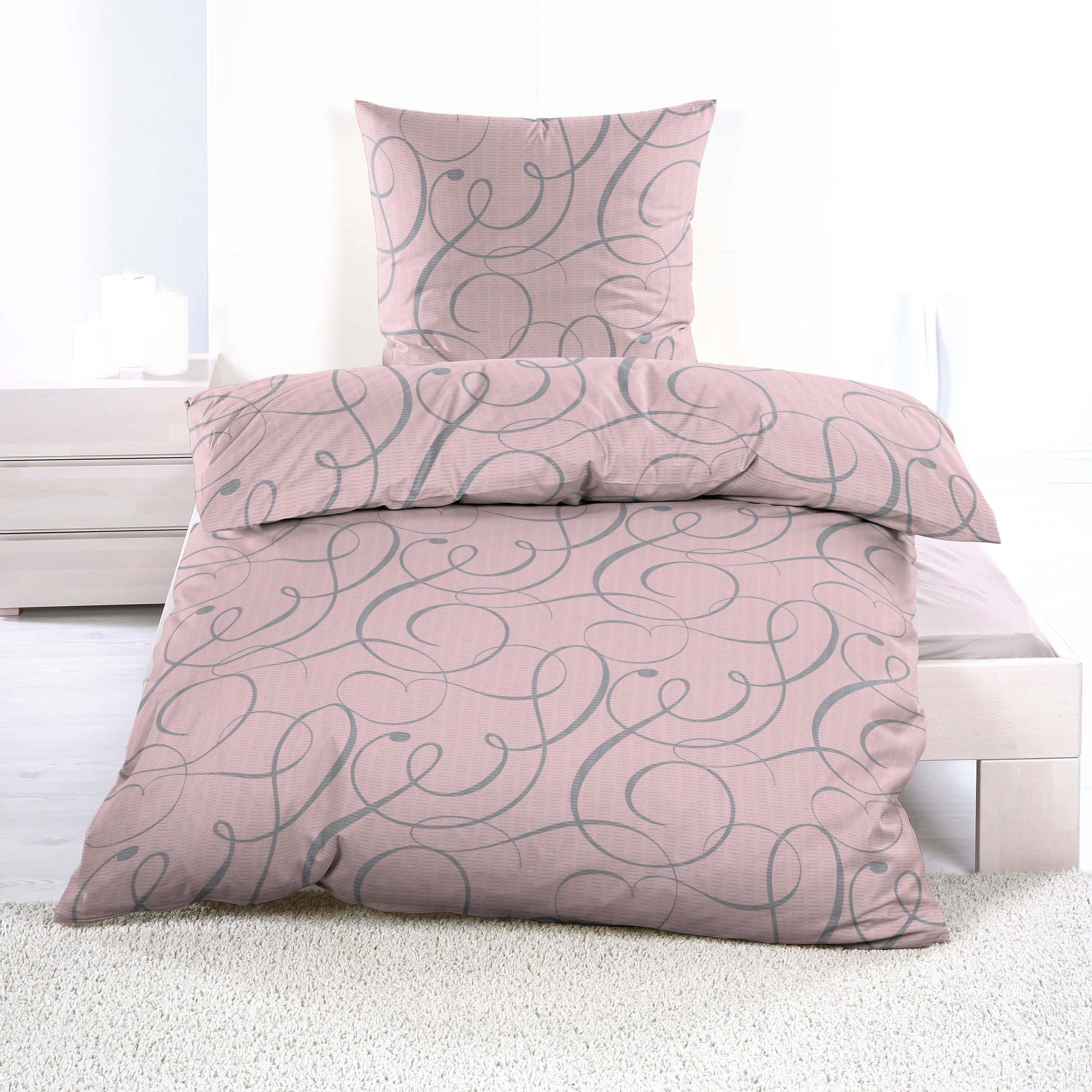 Casa Colori Bettwäsche Seersucker 2 teilig altrosa grau