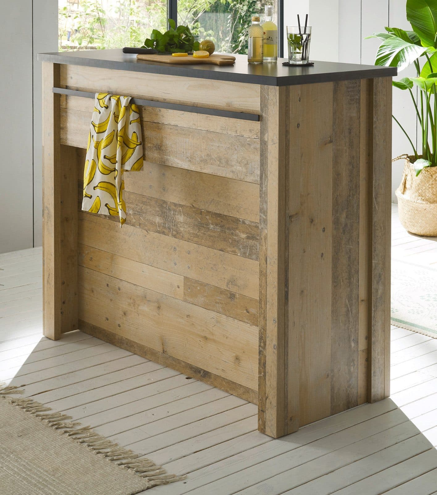 Furn.Design Barschrank Stove Küchentheke Used Wood Anthrazit - Bild 2