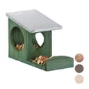 relaxdays Eichhörnchen Futterhaus mit Metalldach Dunkelgrün Bild 2