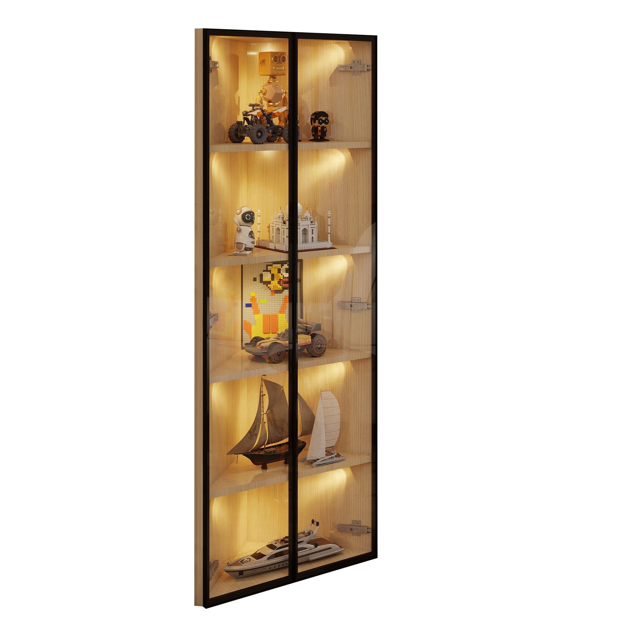 MODFU Vitrine Platzsparende Glasvitrine Weinschrank Badezimmerschrank - Bild 2