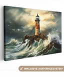 OneMillionCanvasses® Leinwandbild Leuchtturm Meer Felsen 30x20 cm Bild 2