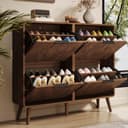 REDOM Schuhschrank Nussbaumoptik 4 Klapptüren Skandinavisch Bild 2