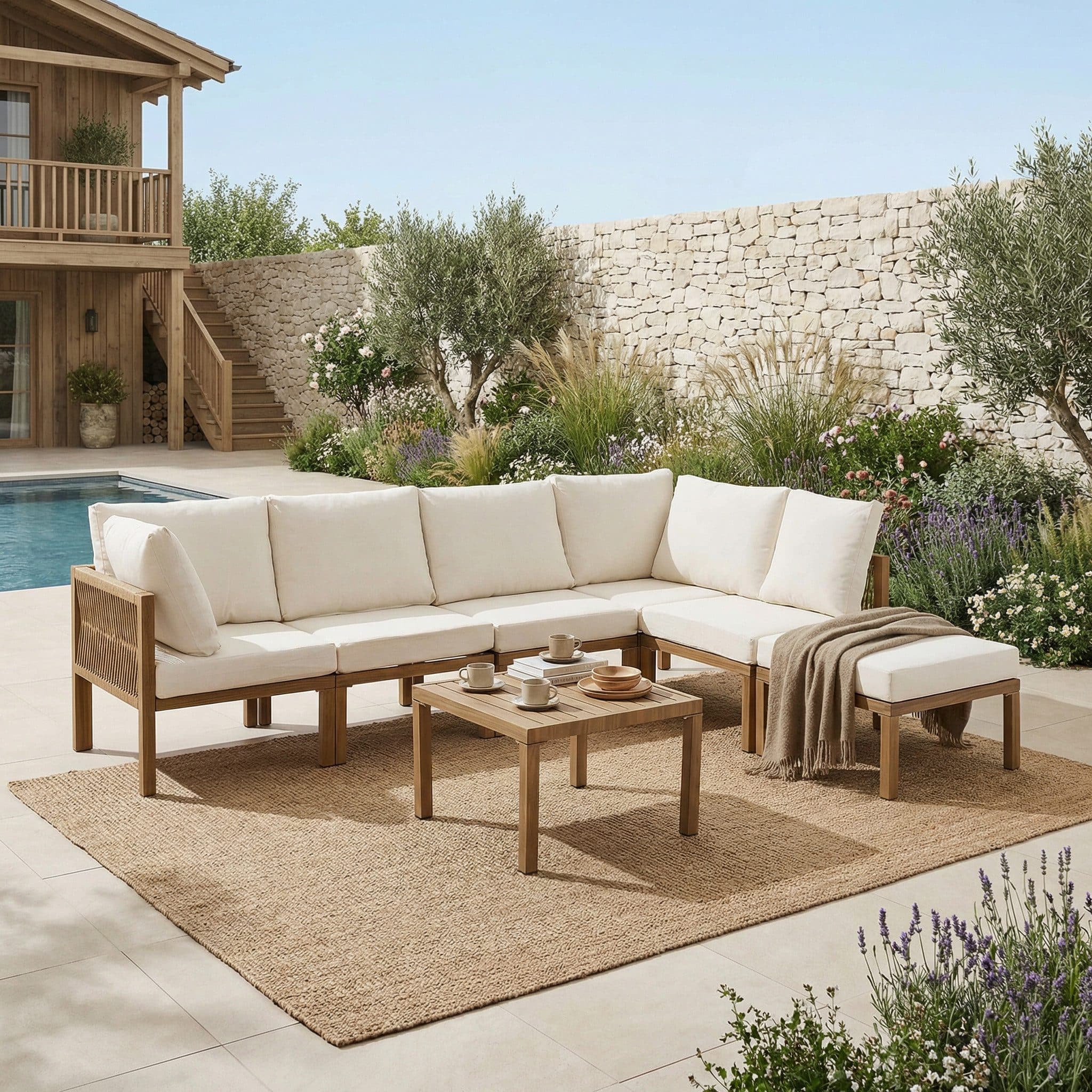 KLAM HOME Gartenlounge-Set 6-Personen Beige Modular - Bild 2