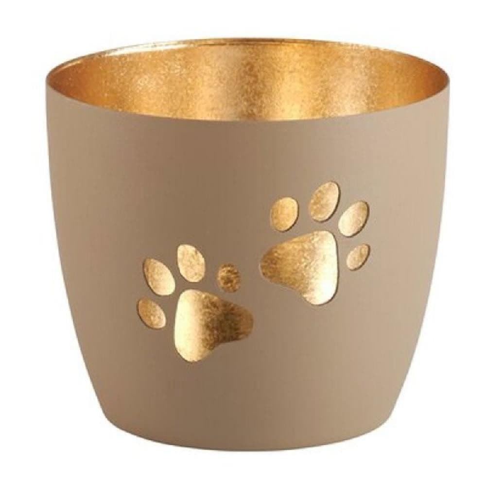 Giftcompany Windlicht Madras Pfoten Sandstone/Gold Glas