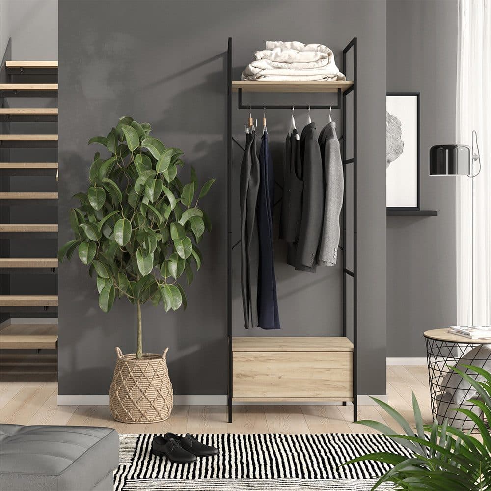 Vicco Kleiderschrank Enya Holz Schwarz mit Schublade - Bild 2