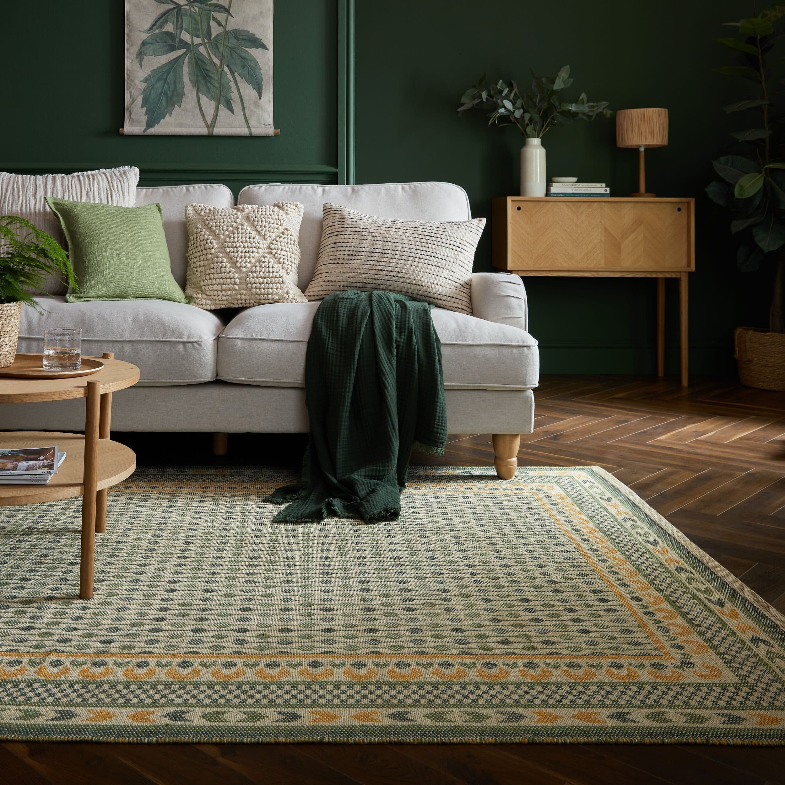 FLAIR RUGS Mara Jute Teppich Grün Gewebte Jute-Bordüre - Bild 2