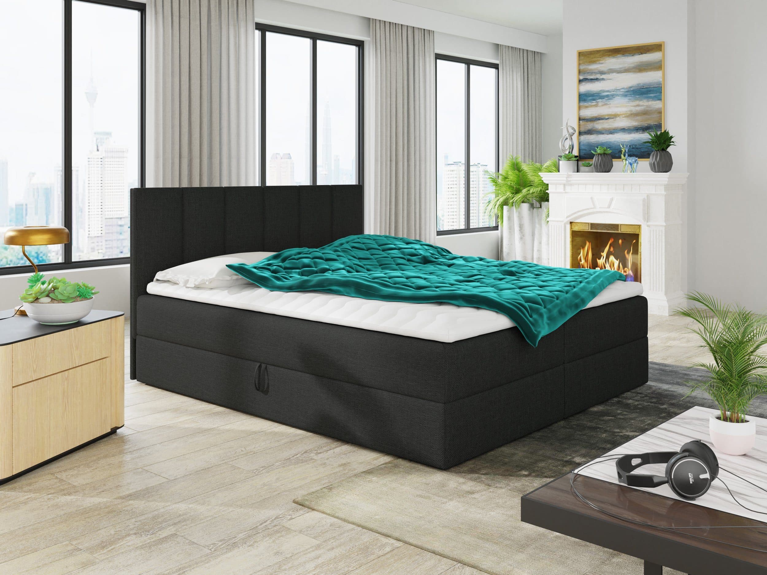 Sofnet Boxbett Star mit Bettkästen und Bonell-Matratze Schwarz - Bild 2