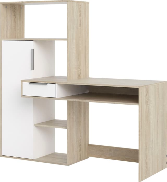 Multifunktionaler Schreibtisch mit Schublade, Tür & Regal