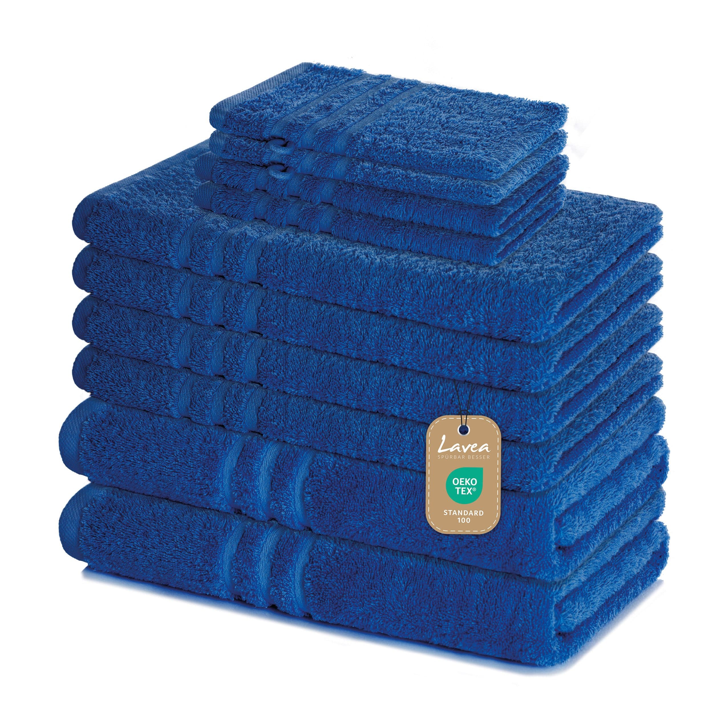 Lavea Handtuch Set Elena 10-tlg. Frottier 100% Baumwolle Blau - Bild 2