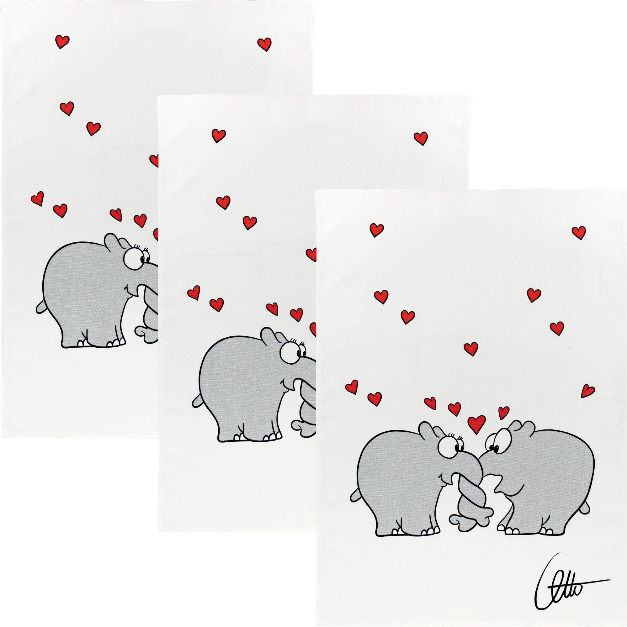 Kracht Geschirrtuch Ottifant 3er-Pack Halbleinen Motiv - Bild 2