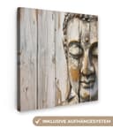OneMillionCanvasses® Leinwandbild Buddha - Holzoptik - Modern - Industriell Bild 2