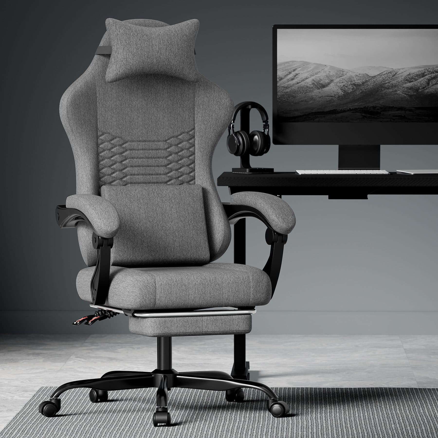 BlingBin Gaming-Stuhl mit Fußstütze und ergonomischer Rückenlehne - Bild 2