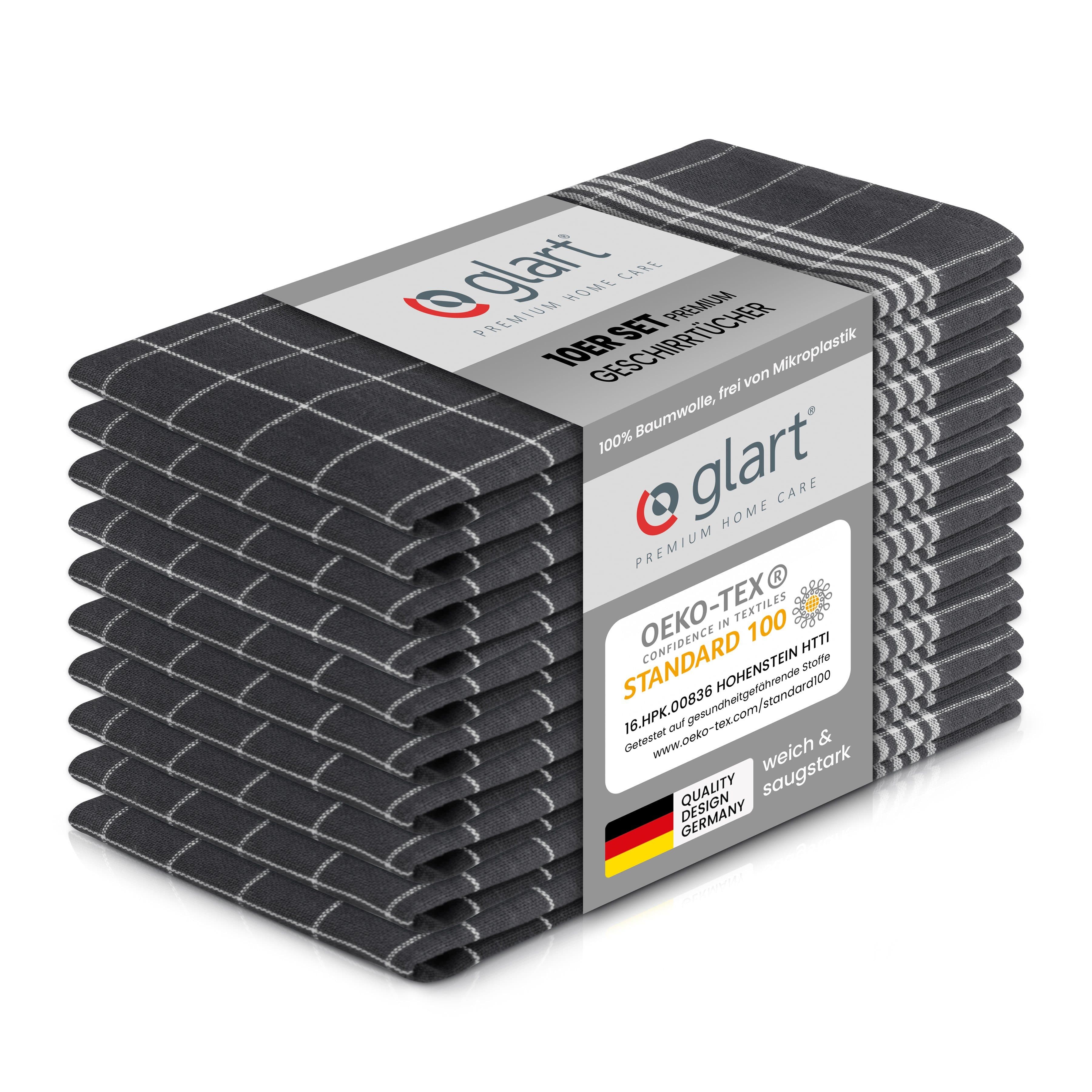 Glart Geschirrtuch 10 St. Grau 100% Baumwolle Saugstark - Bild 2