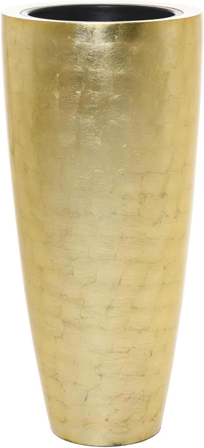 VIVANNO Pflanzkübel CITY Rund Blattgold Hochglanz Fiberglas - Bild 2