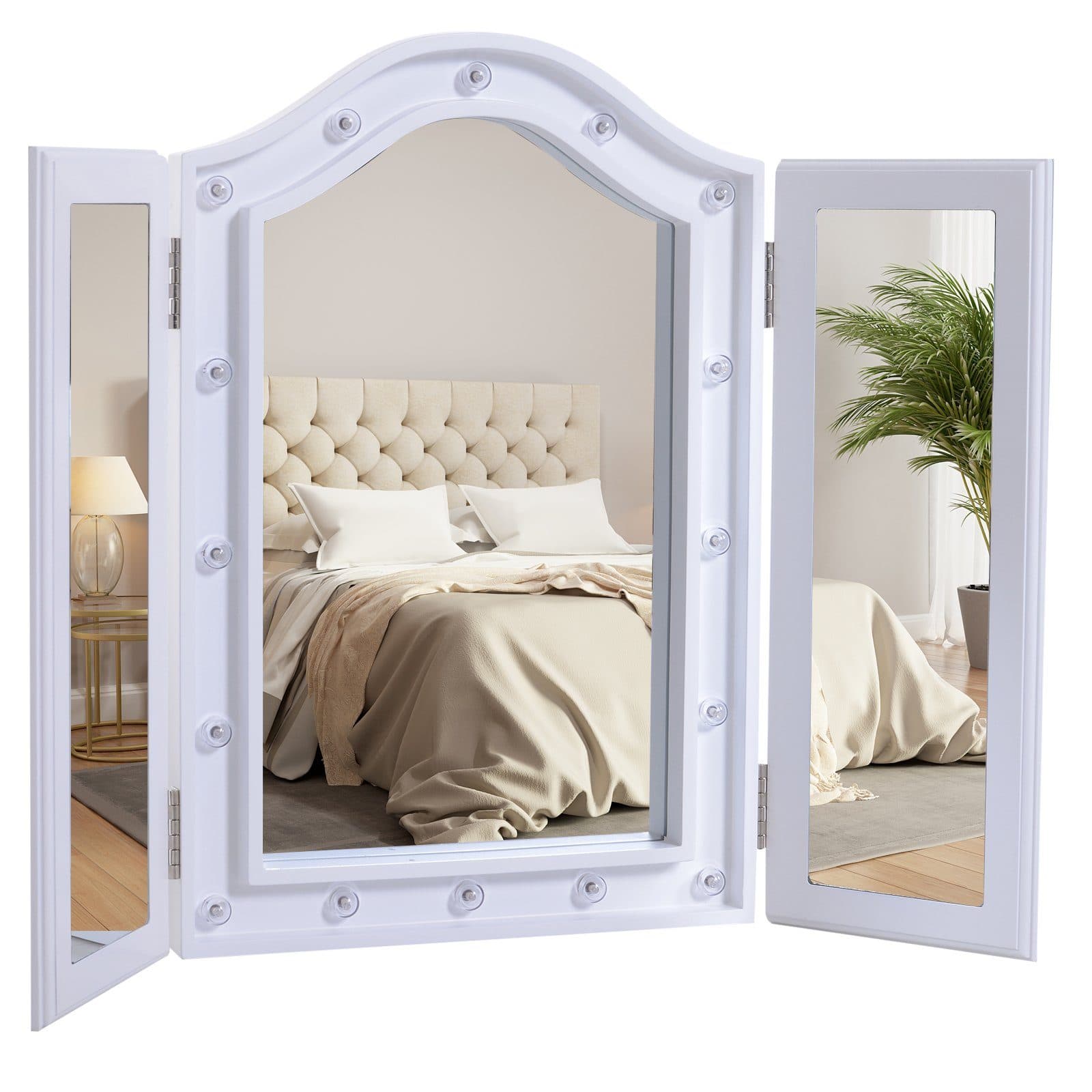 HOMCOM Kosmetikspiegel mit LED 3-teilig Weiß - Bild 2