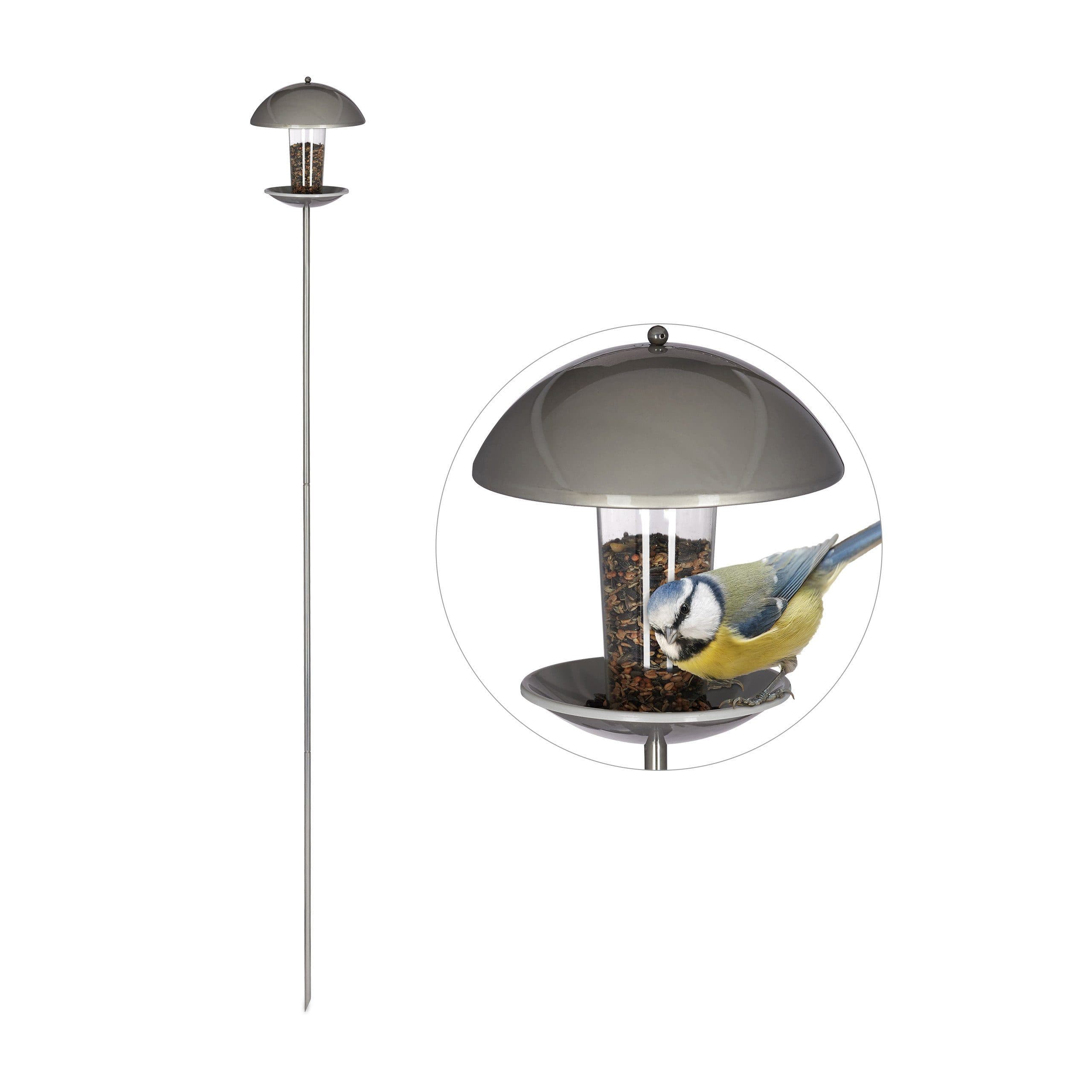 relaxdays Vogelfutterspender mit Stab Silber Transparent - Bild 2